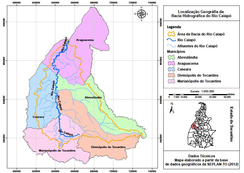 Figura 1: Mapa de Localização da Bacia Hidrográfica do Rio Caiapó.