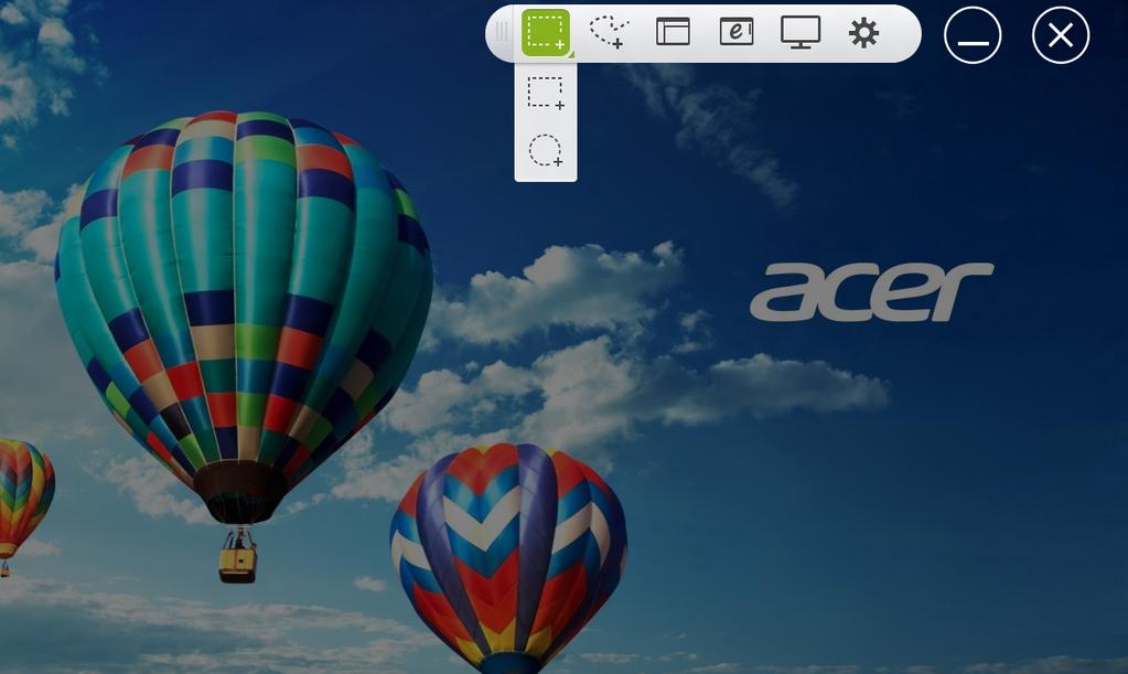 Acer Screen Grasp - 47 ACER SCREEN GRASP Acer Screen Grasp é uma útil ferramenta de captura de ecrã que lhe permite capturar todo ou parte de qualquer coisa apresentada no ecrã do seu computador.