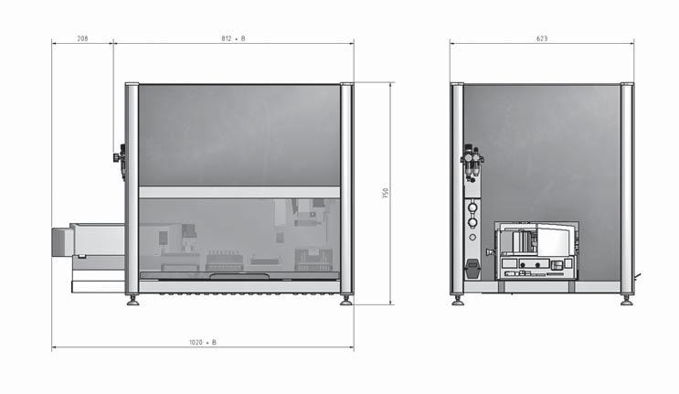 Dimensões Altura + largura para IVARO 25 + largura para IVARO 30 + largura para IVARO 35 + largura para IVARO 40 Equipamentos do aparelho Braço de pinça vertical, pode girar infinitamente Braço de