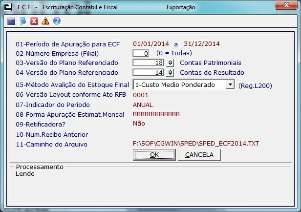 de todos os cadastros e parametrizações é