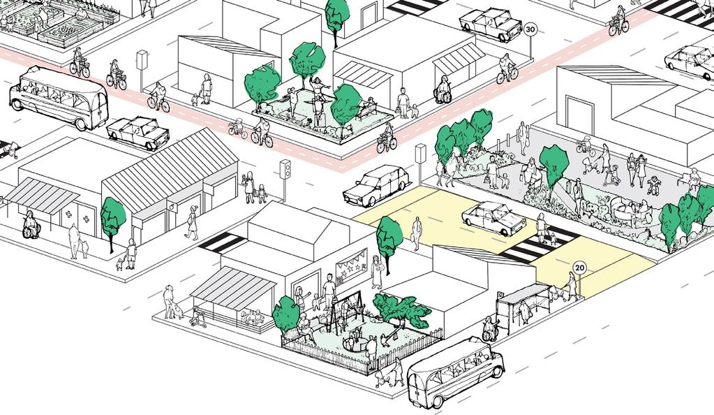 4. RETOMADA DA NATUREZA Transforme infraestruturas ociosas ou mal cuidadas em jardins comunitários ou em pequenos parques onde as crianças possam brincar e suas famílias possam se encontrar.