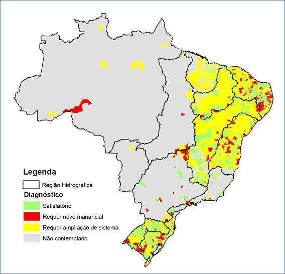 DIAGNÓSTICO - 2015 36% - abastecimento satisfatório 64% do total de sedes (1.