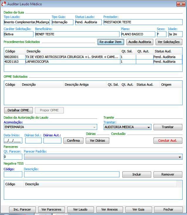 Para Negar um procedimento selecione a linha do mesmo, preencha o campo Qt. Aut. com valor igual a 0 (zero) e pressione [[ENTER]] no teclado.