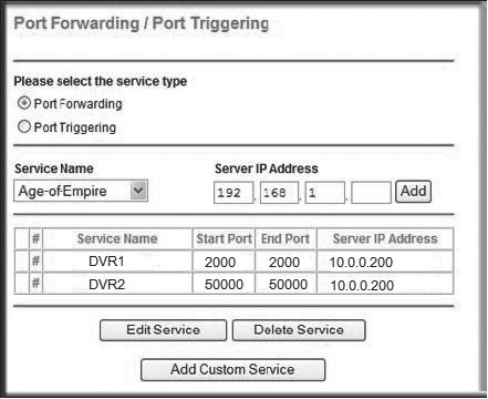 No campo <Service Name> introduza um nome para a <Client Port> do DVR. Por exemplo, DVR 2 4-3. Introduza <Start Port> e <End Port> correspondentes à <Client Port> definida no Passo 3.