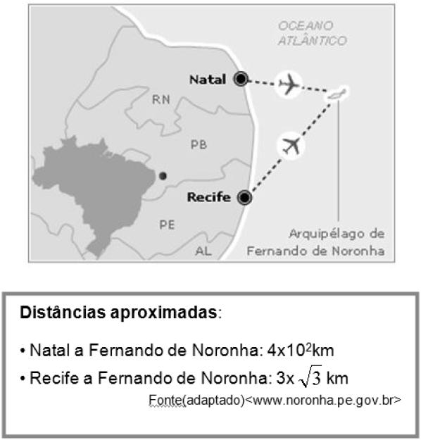 Considere os pontos N, R e F para designar, respectivamente, Natal, Recife e Fernando de Noronha.