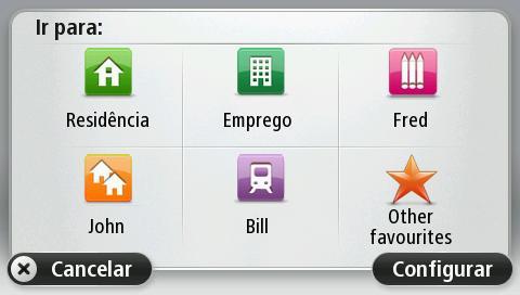 Destinos frequentes Se viaja frequentemente para os mesmos destinos, pode configurar o seu equipamento TomTom para este lhe perguntar, sempre que é ligado, se quer planear um percurso até uma dessas