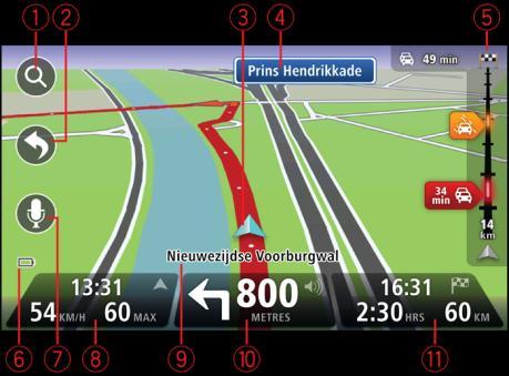 A Vista de condução Acerca da vista de condução Quando o seu equipamento TomTom de navegação é ligado pela primeira vez, aparece-lhe a vista de condução juntamente com informações detalhadas sobre a