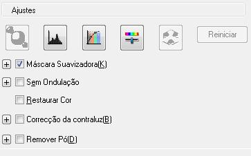 Parâmetro Máscara Suavizadora Sem Ondulação Restaurar Cor Correção da contraluz Remover Pó Exposição Automática Histograma Correção de Tom Brilho Contraste Descrição Ative-a para clarear as margens