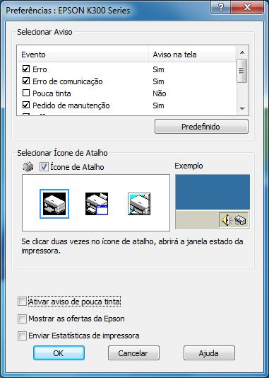 Uma janela de Aviso de pouca tinta também pode aparecer na sua tela do computador quando tentar imprimir tendo pouca tinta.