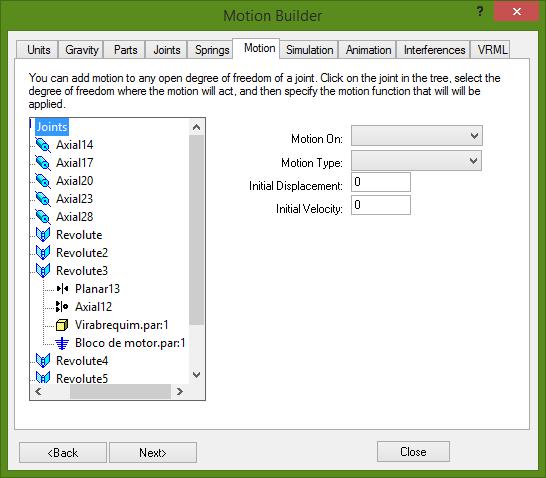 Clique sobre o desenho da junta. Em Motion Type selecione Velocity.