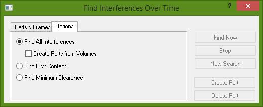 Faça sua análise procurando interferências e escolha a opção Create Parts from Volumes. Volte na guia Parts & Frames.