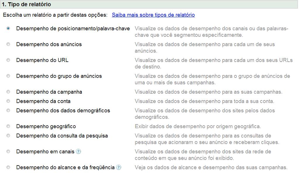 Relatórios de canais/palavras chave O Relatório de canais/palavras chave na Central de relatórios combina dados de