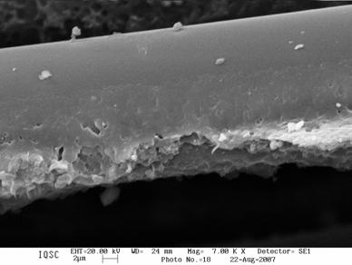 144 6.1.4.3) Micrografias das amostras de fibra de vidro AR A figura 6.