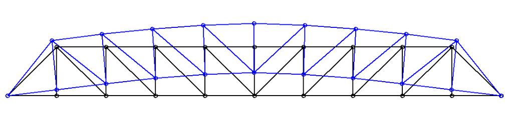 6.2. Treliça plana com 37 barras 13 A Figura 6.6 ilustra a treliça plana simplesmente apoiada, composta por 37 barras conectadas através de 20 nós.