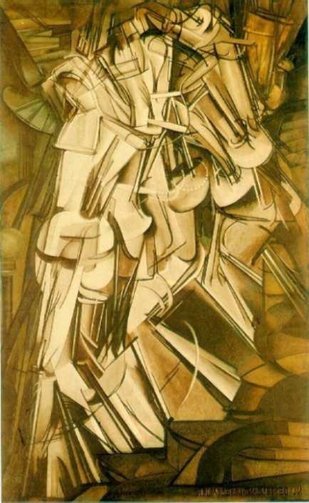 Duchamp, abstraiu os estudos de movimento de Muybridge em suas próprias investigações de tempo e quarta dimensão.