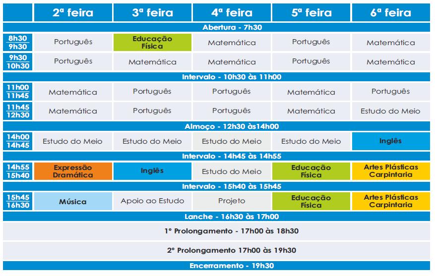 Horário 2016 2017 (exemplo)