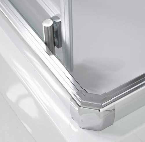 aluminum profile; 6mm tempered glass; Profile width 52mm; Available measures: 700x700, 750x750, 800x800, 850x850, 900x900,  Deux verre fixes + deux