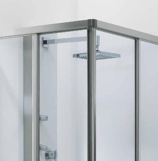 Two Fixed glass + two sliding doors; Standard height 1850 mm; Inox ball-bearing rollers; Magnetic closure; Lacquered white or methalized