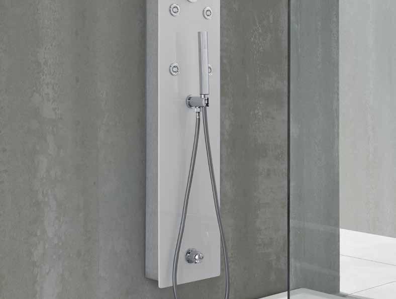 Acrylic Planíssima showertray with 75mm integral border; Interior height 45mm; Smooth bottom; Outlet drain slim with waste hole 90mm included; Column ECO