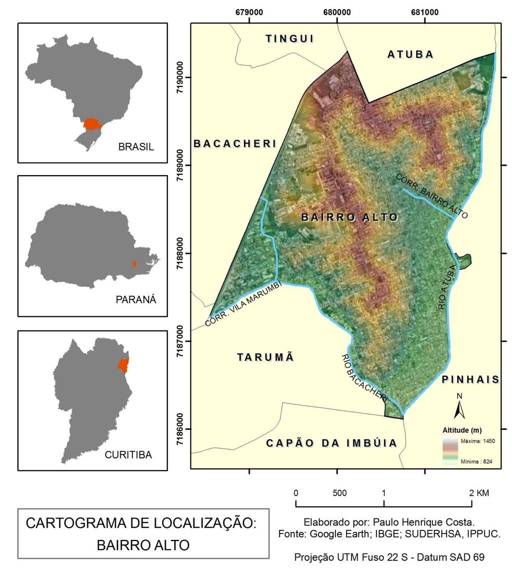 Figura 1: Cartograma de localização do Bairro Alto. Org.: Paulo Henrique Costa (2014).