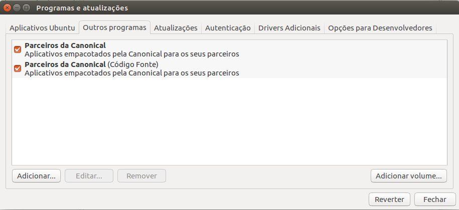 Figura 2. Alterar configurações repositórios.