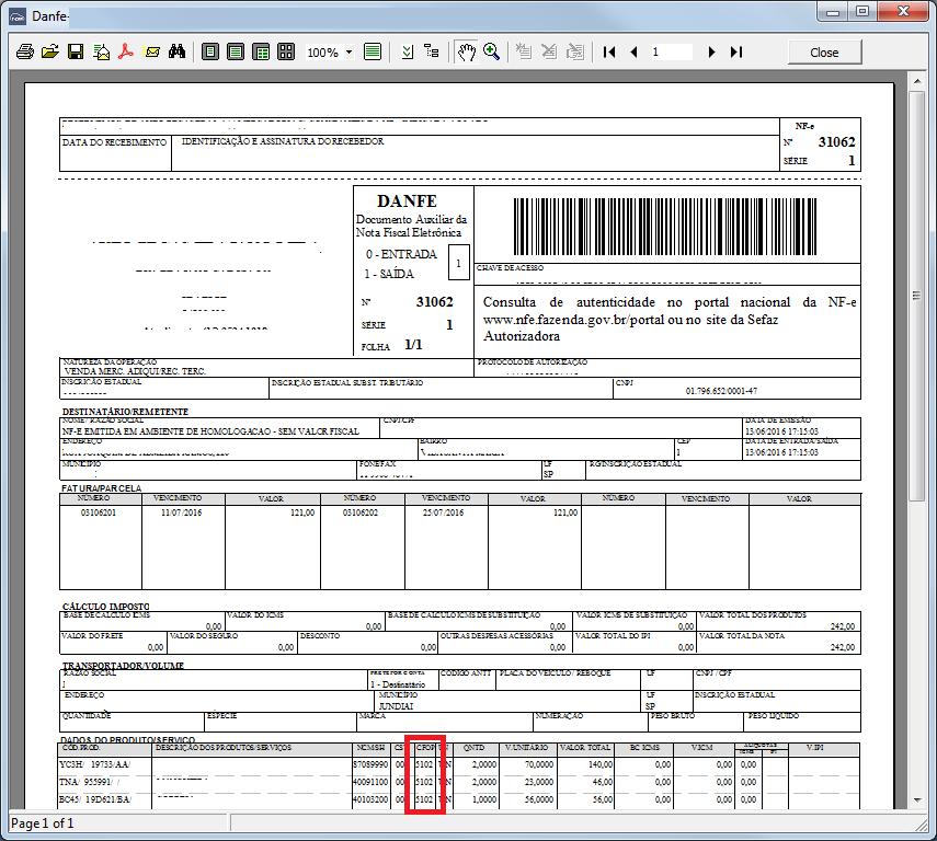 Figura 3: Exibição de informações na DANFE O cálculo dos impostos e consequentemente do diferencial de alíquota deve ser configurado através das quebras de tributação.