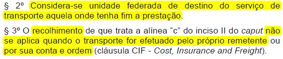 Demais aspectos relevantes Repartição do ICMS incidente