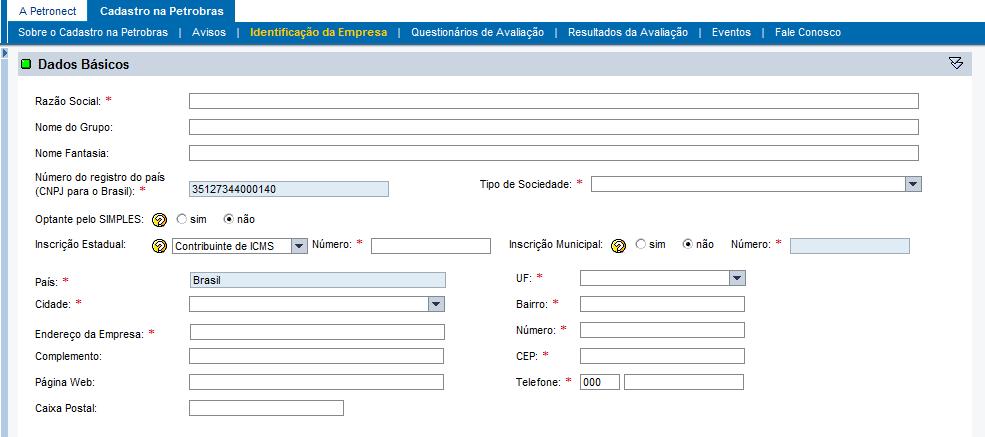 II. Como Acessar Na área do menu Cadastro na Petrobras,