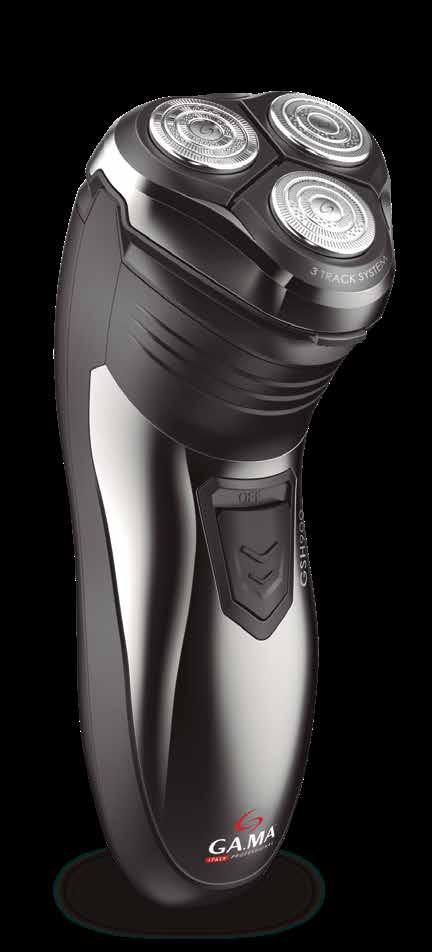 BARBEADOR GSH900 Barbeador elétrico com 3 lâminas rotativas e flutuantes em aço inoxidável.