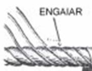 Engaiar Consiste em seguir-se cada cocha de um cabo com linha alcatroada, merlim alcatroado ou arrebém, conforme a bitola do cabo.