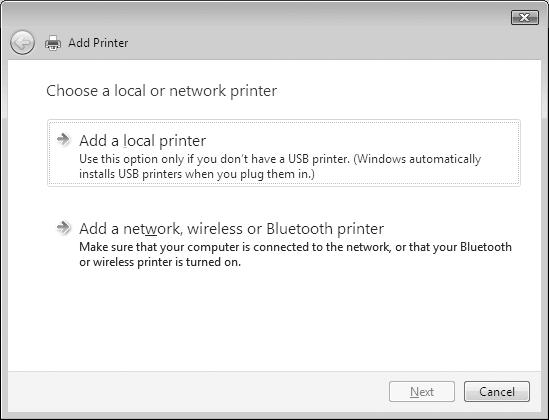 2. Faça clique em Add a printer (Adicionar uma impressora) para iniciar o assistente