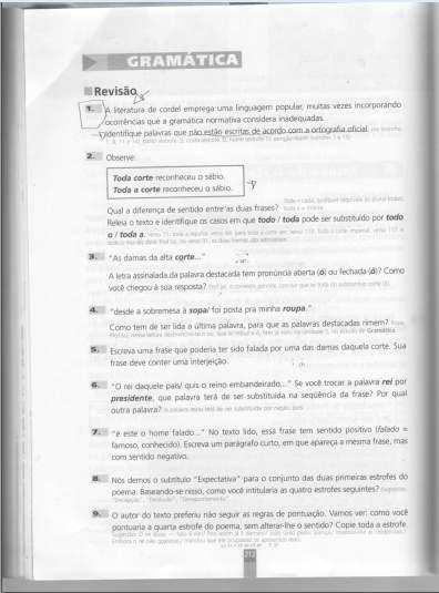 Figura 10 LD2 Linguagem nova, p. 212, 2003. As fotos remetem a única parte do livro em que os autores buscam aparato na sociolinguística para falar da VL.