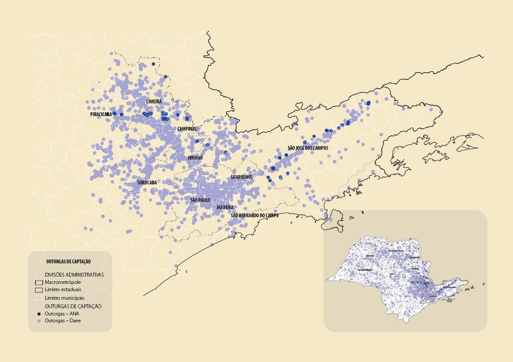 Reúso de efluentes: Mapa 2: Distribuição das outorgas de