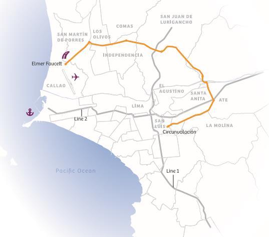 ANEL VIAL PERIFÉRICO PARA LIMA METROPOLITANA EM AVALIAÇÃO Iniciativa privada para a construção, financiamento, operação e manutenção de uma nova autopista urbana de 33 km aprox. (da Av.