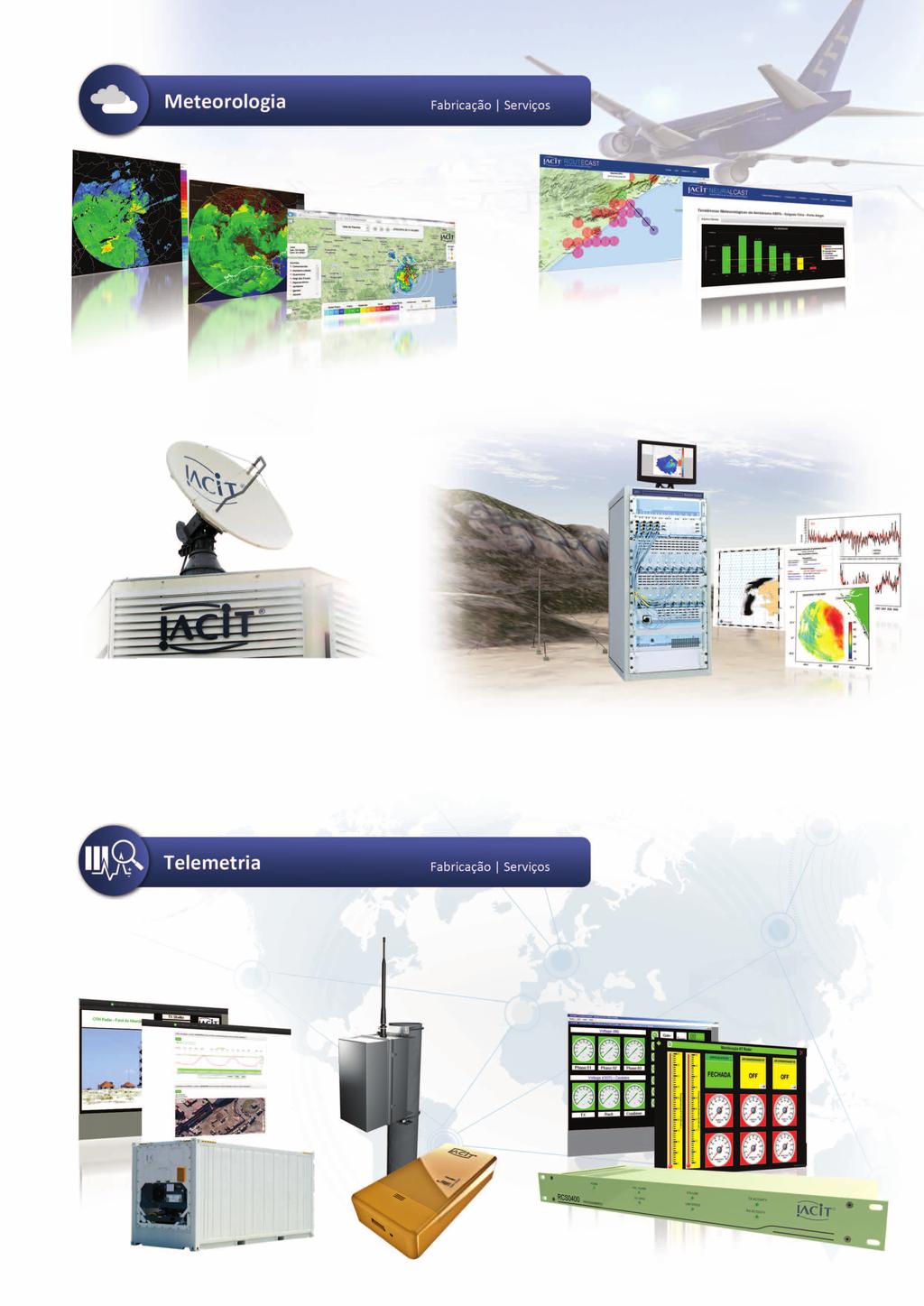 NOWCAST Acompanhando o tempo para prevenção - Monitorar as condições do tempo e a chegada de eventos severos. NEURALCAST/ROUTECAST Soluções de I.A. para Missão Crítica - Soluções para Sistemas de Missão Crítica para Ajuda à Navegação e Controle do Tráfico Aéreo.