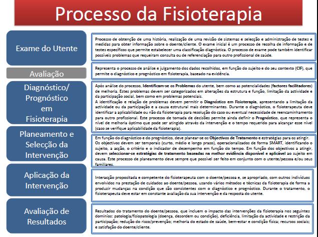 Processo da Fisioterapia Martins C.; Saiote T. (2011).
