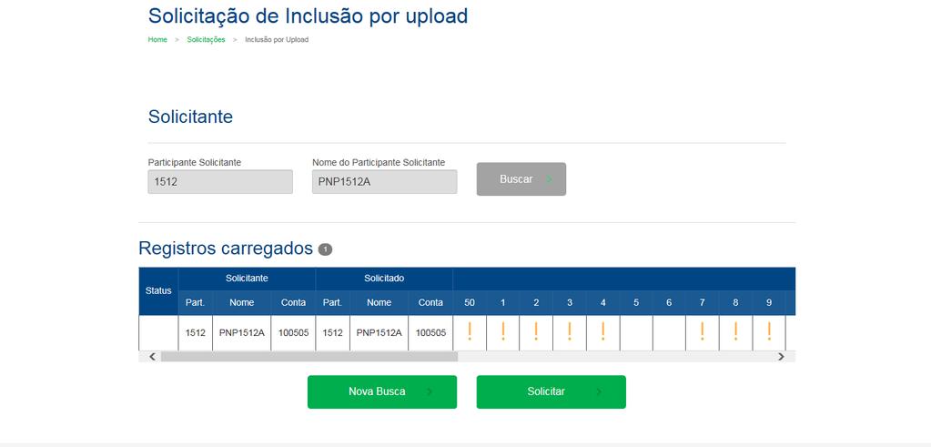 4.2.3 Envio de arquivos Após realizar a solicitação de inclusão, o