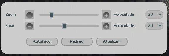 Clique em ou para alterar o intervalo entre uma posição e outra. Foco: ajusta o foco da lente. Clique em ou para alterar o intervalo entre uma posição e outra.