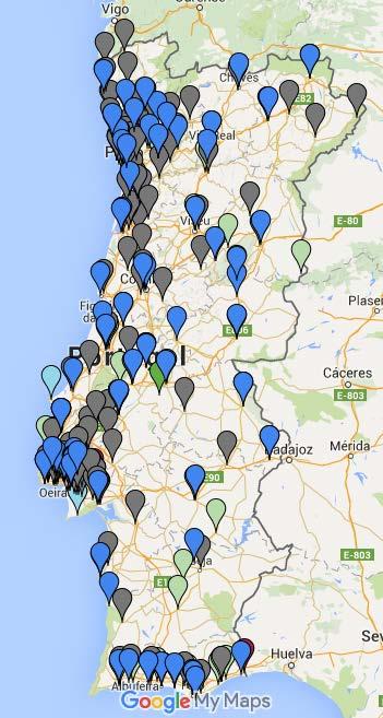 Nota: Se ao aumentar o detalhe o mapa de Portugal deixar de se ver no ecran poderá sempre clicar no mapa e arrastar para que Portugal volte a estar, como se pretende, bem ao centro.