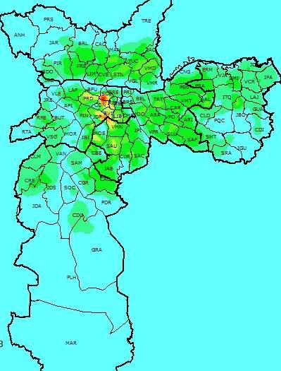 Idosos de 60 anos e mais O mapa nº 1 foi construído a partir dos setores censitários do Censo Demográfico 2010, embora os setores não estejam nele representados por uma questão de escala.