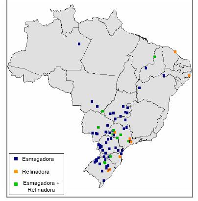 20 2.4. Cadeia Produtiva de Biodiesel no Brasil A capacidade total de produção de óleos vegetais no país é de aproximadamente 155.