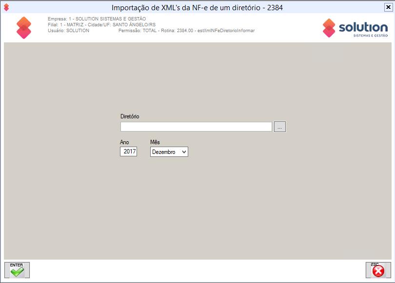 5 de 34 Após informado o diretório e período para busca dos arquivos XML o sistema abrirá a rotina 1675 Consulta de XML a importar, onde serão mostrados os arquivos, identificando