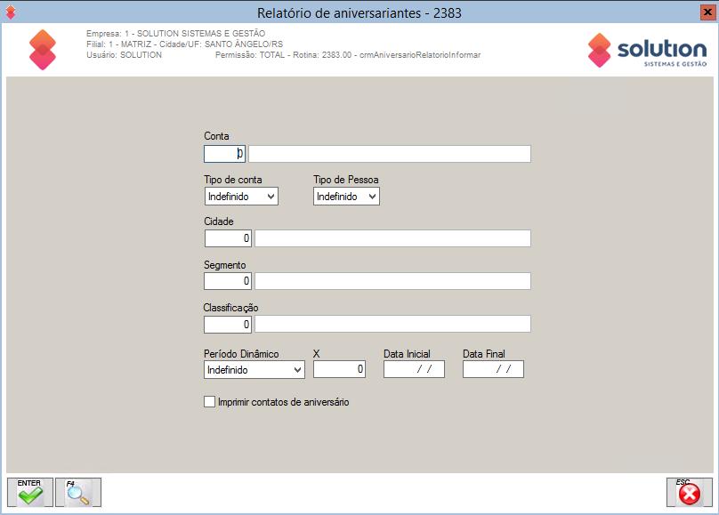 Módulo CRM => Relatórios => Relatório de