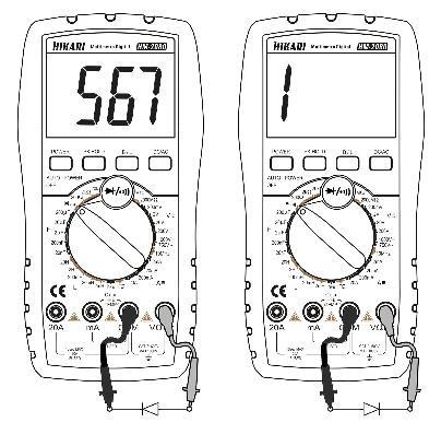 Nota O LCD mostra apenas o digito mais significativo (1) para indicar que o circuito em teste está aberto. K.