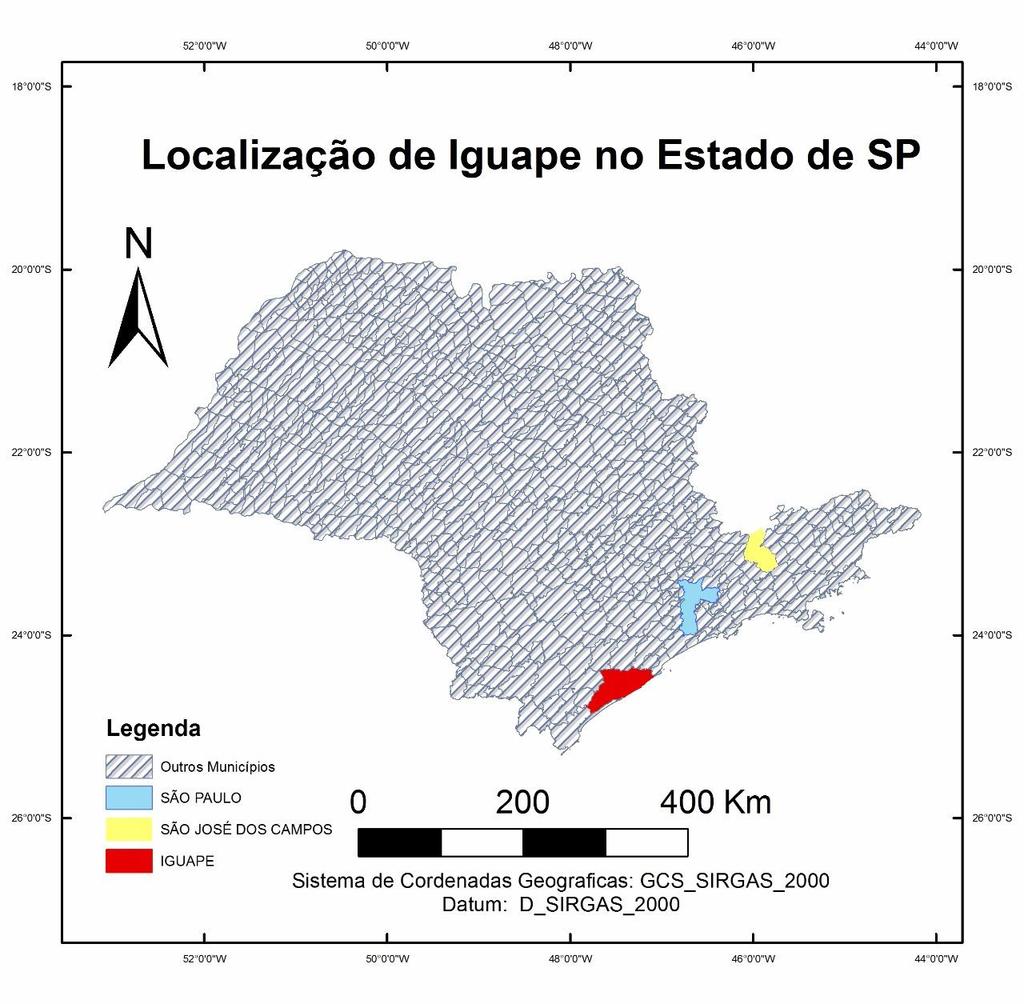 Figura 1: Localização do município de Iguape SP. Fonte: Os autores. Dados: IBGE, 2015.