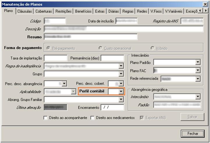 Figura: Manutenção de Planos Infomed Destaque para o campo Perfil Contábil (em negrito) 3. Administração de Prestadores 3.