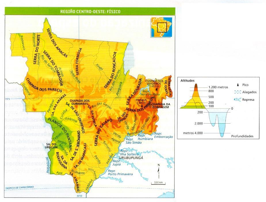 Características Naturais R E L E V O Predomínio de Planaltos, com destaque para as chapadas Constituem importantes divisores