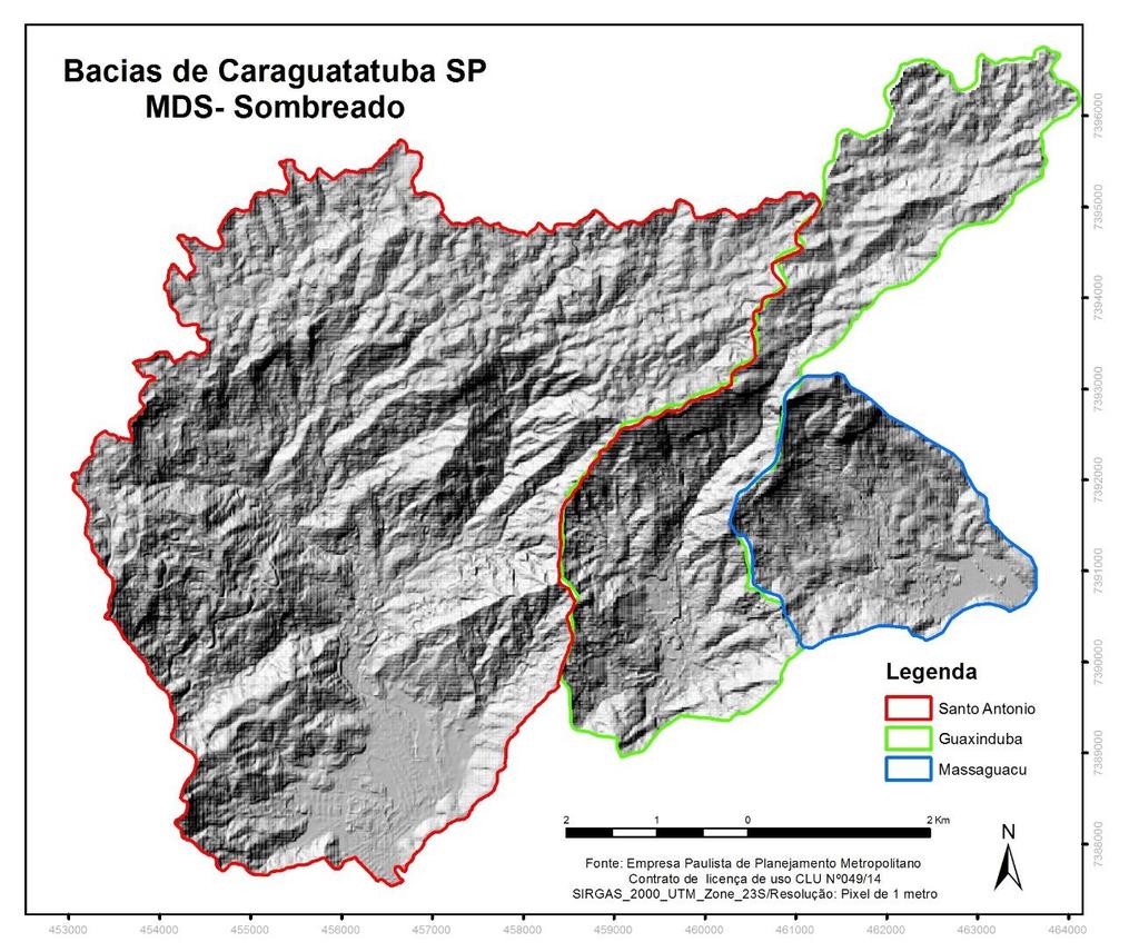 Para a análise dos parâmetros geológicos, foi feita a digitalização do mapa geológico gerado pela Companhia de Pesquisa de Recursos Naturais (CPRM) da carta de Caraguatatuba