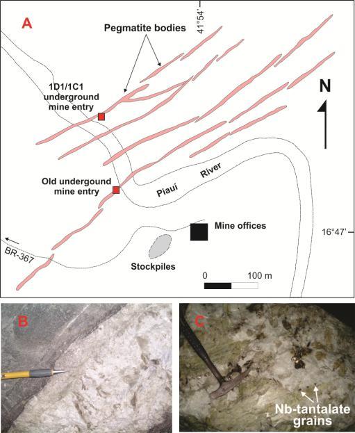 97 2. Geological setting Most pegmatites of the Araçuaí district are the results of the crystallization of residual melts from post-collisional G4-type granites, which intruded between 535 Ma and 490