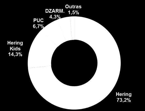 Comentário do Desempenho REDE DE DISTRIBUIÇÃO A Cia. Hering possui um modelo de distribuição híbrido, que possibilita que seus produtos cheguem ao consumidor final através de 818 lojas, 17.